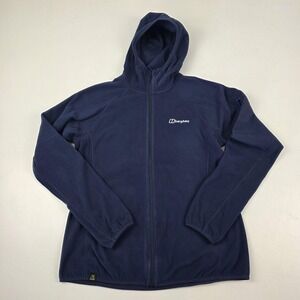 Berghaus Fleece Jacket Womens Large Navy Blue Hooded Full Zip Polartec Outdoor